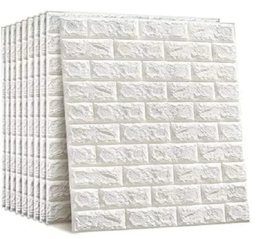 Wall Stickers Wallpaper PE Foam Brick Design DIY Decal (70 x 77 cm) 3D Frames PVC DIY Self Adhesive (White)