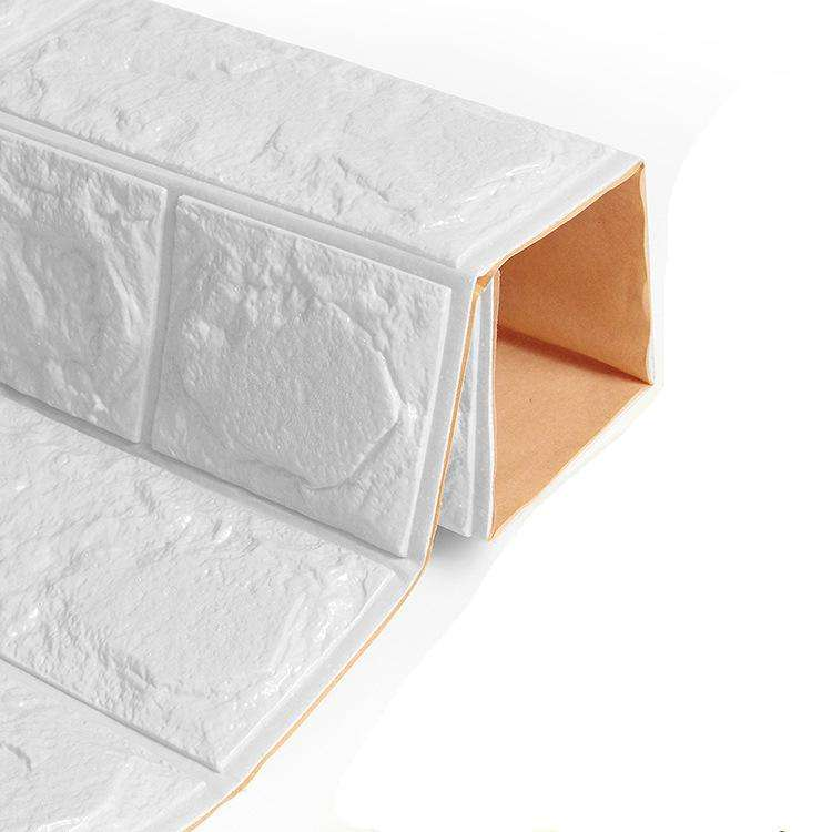 Wall Stickers Wallpaper PE Foam Brick Design DIY Decal (70 x 77 cm) 3D Frames PVC DIY Self Adhesive (White)